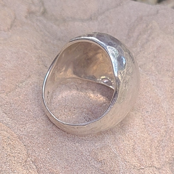 925 Large Hammered Knuckle Sterling Silver Ring, Size 9 - Picture 4 of 10
